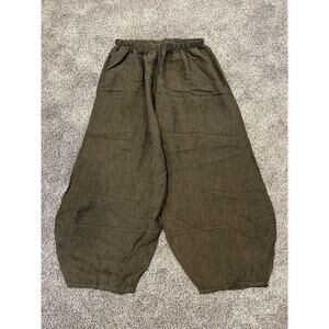 Bryn Walker Green Linen Barrel Leg Pants size Large